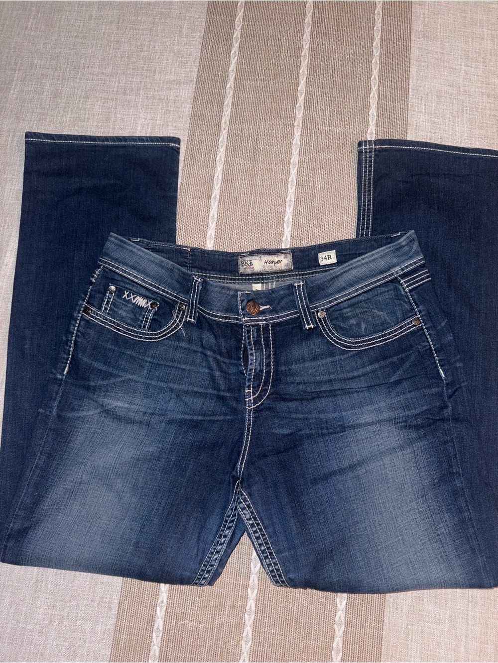 BKE Dark Blue Boot Cut Jeans- Harper